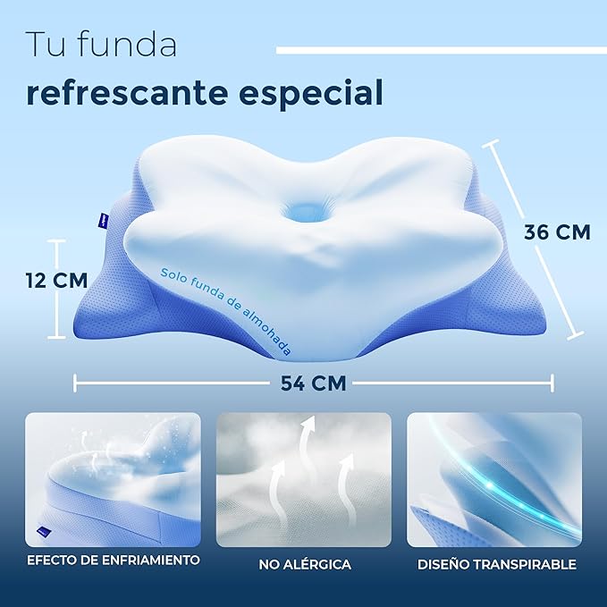 Derila Ergo Pillowcase Cervical Neck Pillow for Sleeping Pillow Case Contour Memory Foam Pillows for Back, Side Sleeper (Pillowcase - 21.25 x 14.17 x 4.72 in) Pillow Case only