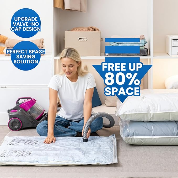 TAILI 16 Pack Vacuum Storage Bags for Comforter and Blankets, Jumbo Vacuum Seal Bags for Bedding 40x31 Inch, Space Saver Bags for Clothes, Pillows, Saving More Closet Space