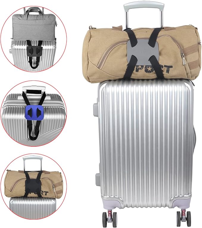 Bag Bungee for Luggage，Luggage Straps Bag Bungees for Add a Bag Easy to Travel Suitcase Elastic Strap Belt（Easy Version Grey