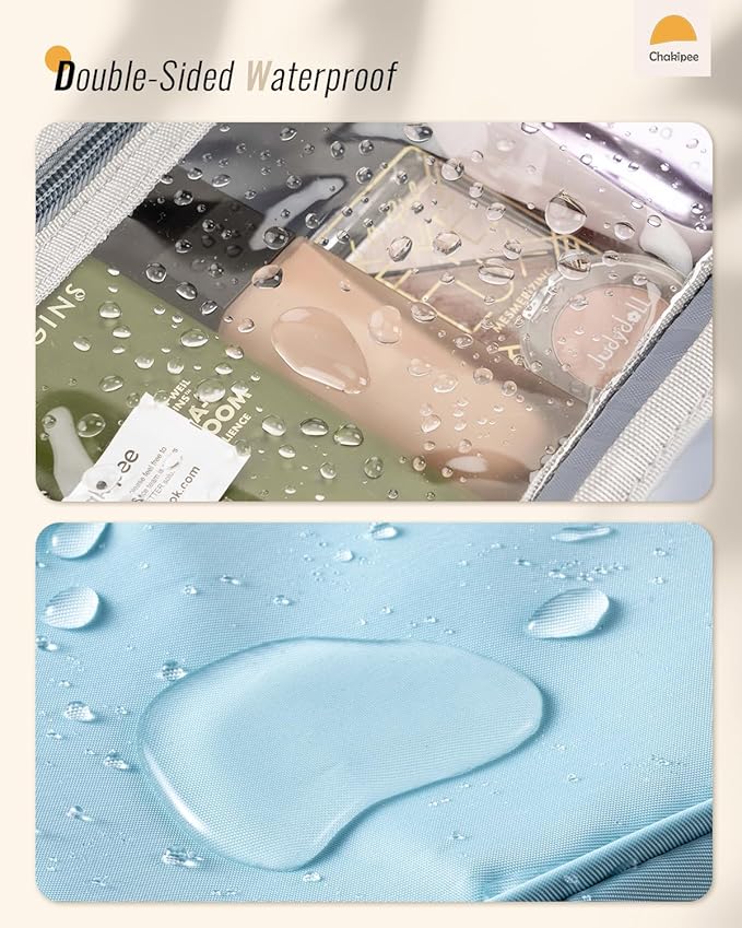 Travel Hanging Toiletry Bag for Women - Waterproof Cosmetic Organizer with Clear Window, Lightweight Bathroom Bags for Essentials, Makeup, Shampoo, Toiletries Blue,Medium
