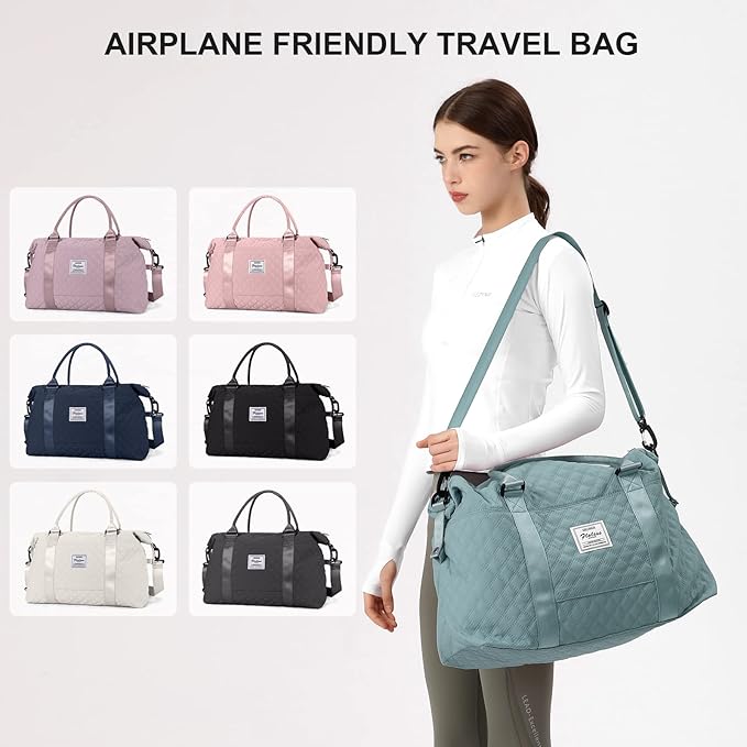 HYC00 Travel Duffel Bag,Carry-on Overnight Weekender Bags for Women,Sports Tote Gym Bag with Wet Pocket