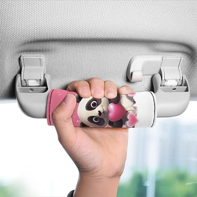 BIGCARJOB Love Panda Luggage Handle Wraps Set of 2 Pcs Cute Identifier Travel Bag Wraps Valentine's Day Gifts por Women Girls Suitcase Handle Sleeve Cover Pink Door Handle Protector