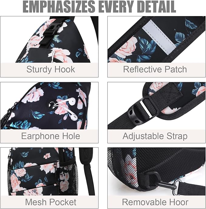 Crossbody Bags for Women Men Trendy Sling Bag Backpack Casual Chest Bag with Convertible Shoulder Strap