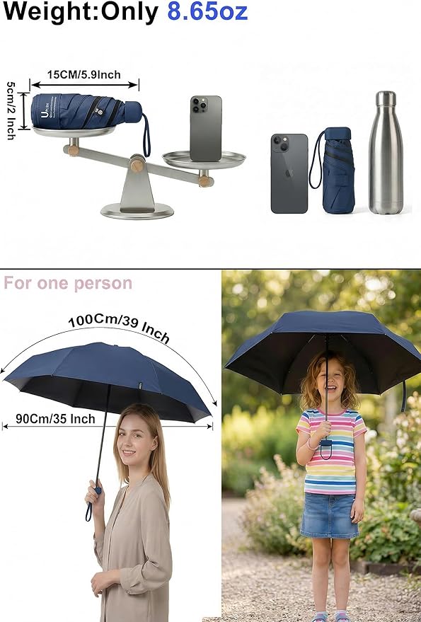 BAODINI Mini Travel Umbrella Small Compact UV Blocking Manual Open Close Portable Sun Protection for Women Kids and Men