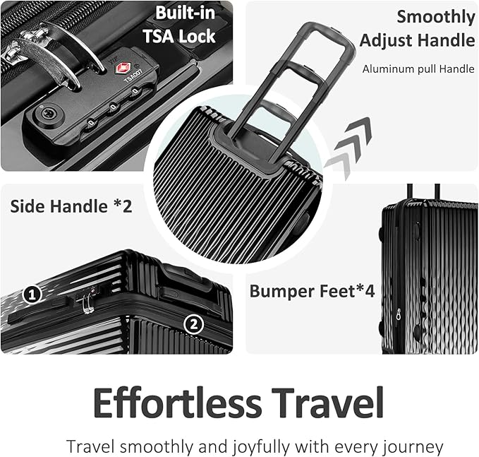 Cheched 22 inch Luggage with Spinner Wheels, Lightweight PC+ABS Hard Shell Suitcases, Expandbale Storage & TSA Aprovel Lock (22.2×15.2×10.4inch)