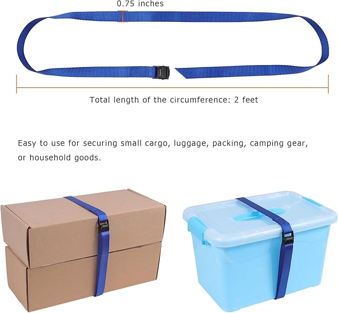 Ayaport Lashing Straps with Buckles Adjustable Cam Buckle Tie Down Cinch Strap for Packing Blue