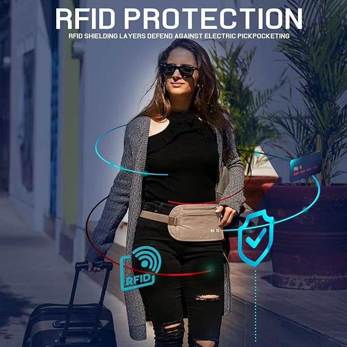 Money Belt For Travel Wallet Belt Passport Holder Travel Pouch to Protect You With RFID Transmissions –Secure, Hidden