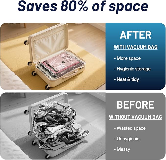 Travel Vacuum Bags for Luggage with Portable Electric Pump,Vacuum Seal Bags for Clothing,Packing Cubes Compression,Cruise Ship and Travel Essentials(Combo 20 Pack)