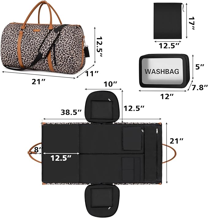 Garment Bag for Travel Convertible Carry On Garment Bag Large Travel Duffel Bags for Women 2 in 1 Hanging Suitcase Suit Travel Bags for Women & Men 3pcs Set