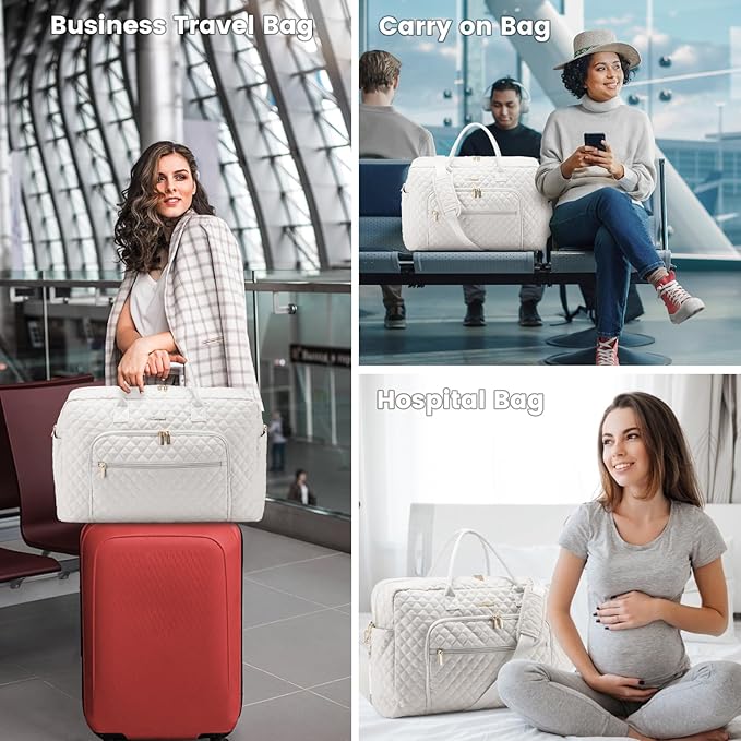 LOVEVOOK Travel Duffle Bag - Women's Weekender Carry On Overnight Laptop & Gym Bag With Toiletry/Shoe Pocket, Hospital Labor Bag