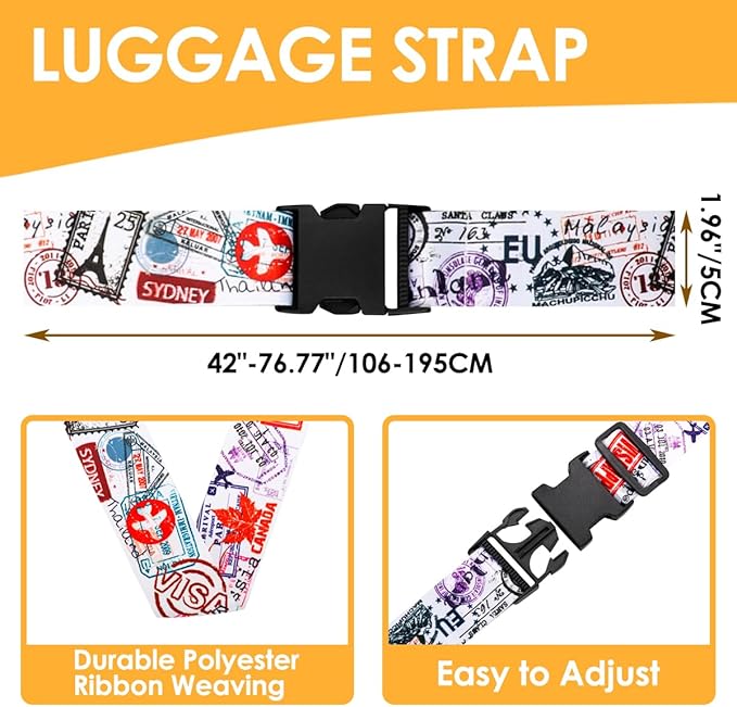 Adjustable Travel Luggage Strap Suitcase Belt Travel Bag Accessories 1.96 in W x 6.23 ft L