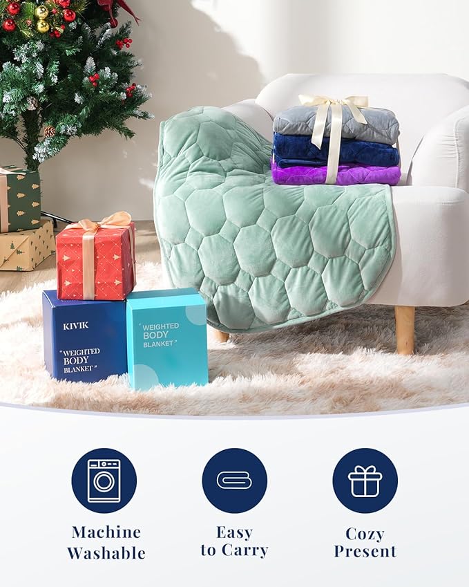 Kivik Small Weighted Blanket for Adult Travel Size, Weighted Lap Blanket 7 lbs, Calming & Relaxing, Unique, 29x24 inches, Purple