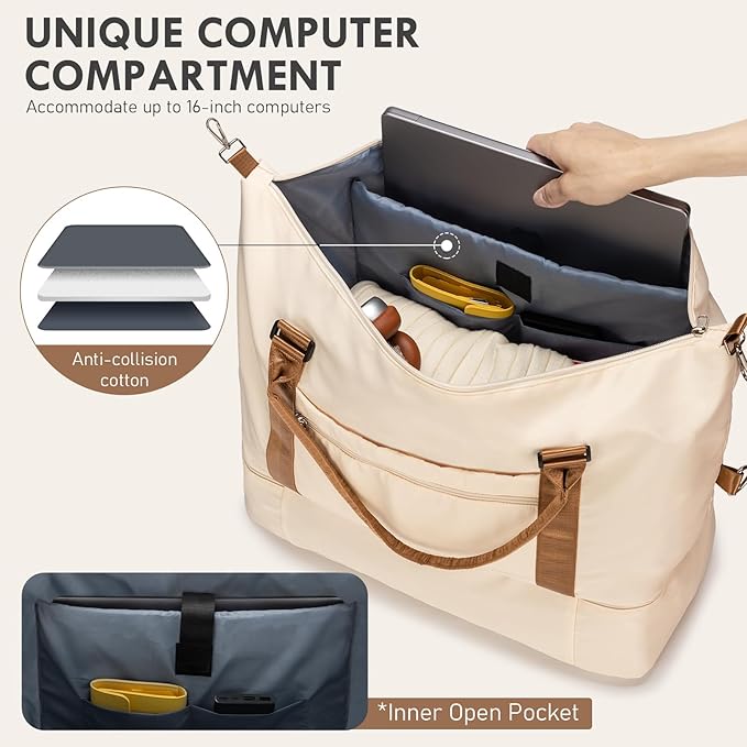 WOOMADA Weekender Overnight Bag for Women, Shoulder Travel Duffel with Shoes Compartment,Gym Bag with Toiletry Bag