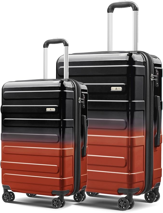 Tolino Luggage 2 Piece（20in/24inch Expandable Luggage Hardshell PC+ABS Leopard Suitcase with Spinner Wheels TSA Lock, Lightweight Rolling Suitcase for Women