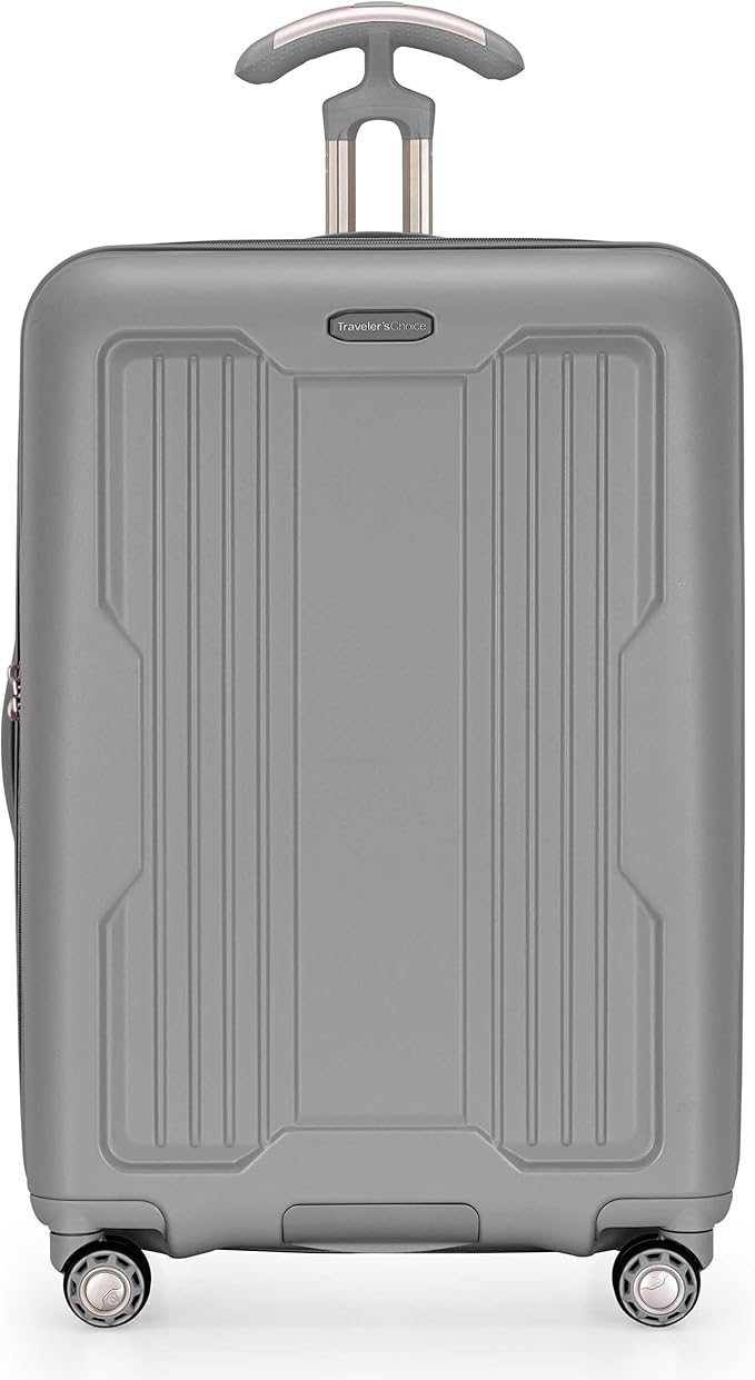 Traveler's Choice Ultimax II Polycarbonate Hardside Luggage with Spinner Wheels, Slate Gray, 25-Inch Medium Luggage