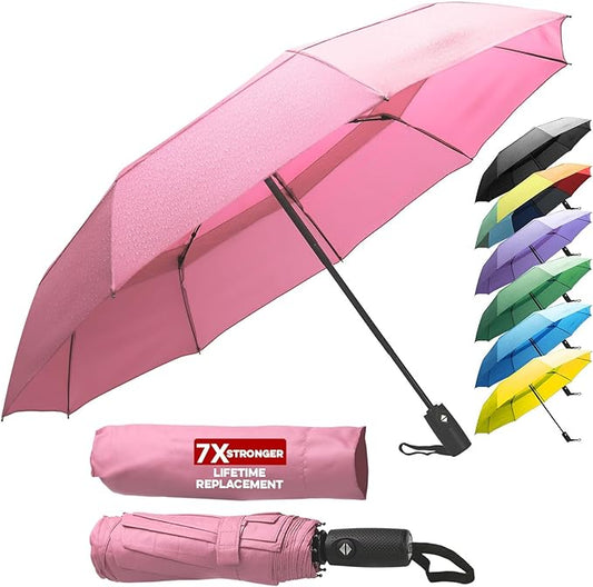 ZENO Travel Umbrella Compact - Small Umbrella for Backpack & Purse, Portable Automatic Umbrellas for Rain, Windproof, Reinforced Fiberglass Ribs, Water-Repellent Teflon