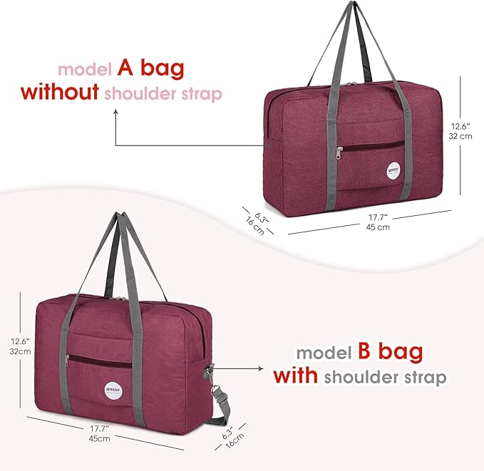 WANDF For Spirit Airlines Personal Item Bag 18x14x8 Travel Duffel Bag Underseat Foldable Carry-on Luggage for Women