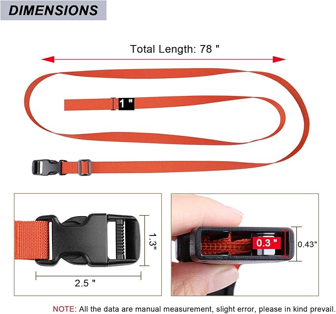 MAGARROW 78" x 1" Strap Buckle Packing Straps Adjustable 1-Inch Belt