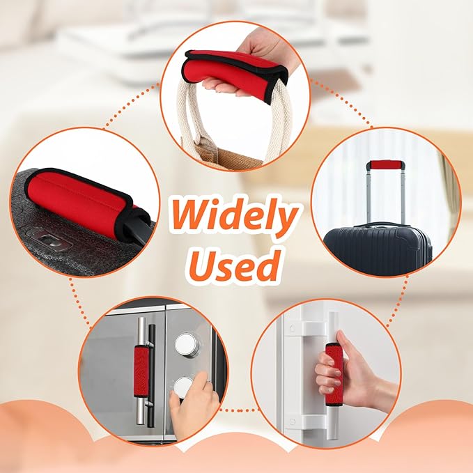 2 Pack Luggage Handle Wraps for Suitcase, Bright Color Comfort Soft Handle Covers Suitcase Luggage Handle Wrap Luggage Tag Wraps Travel Accessories (Red)