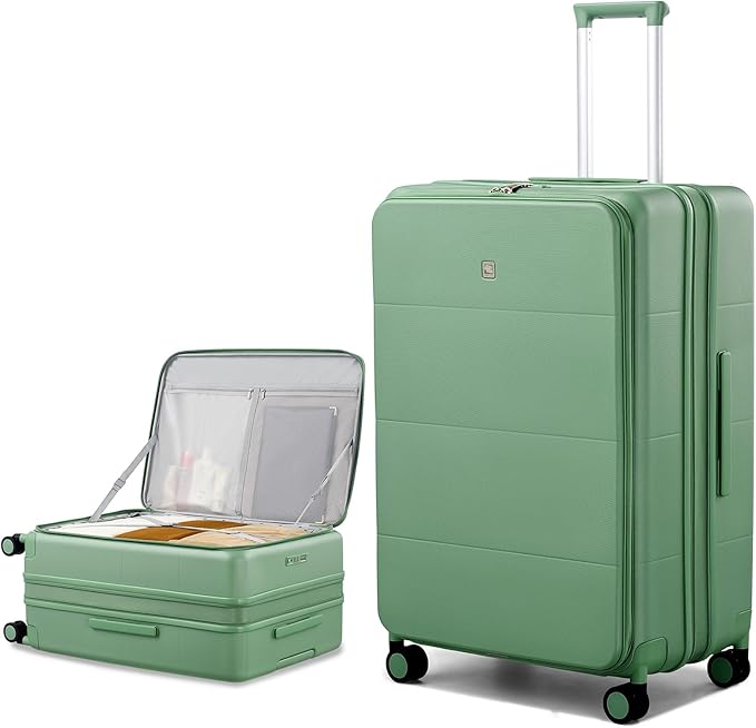 Hanke Hardside Expandable Large Checked Luggage, 28 Inch Top Opening Trunk Luggages with Spinner Wheels, All-PC Hard Shell Suitcase, Lightweight TSA Approved (Forest Green, 120L)