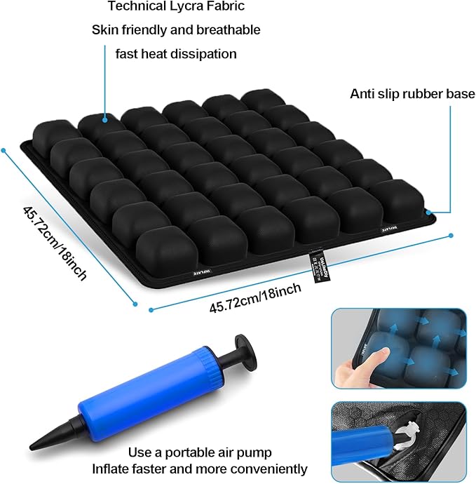 Travel Seat Cushion for Airplane – Inflatable 3D Air Cell Seat Cushions, Ergonomic Travel Cushion for Long Flights, Portable Seat Cushions Offer Support at Home, Work, Car, or in Transit