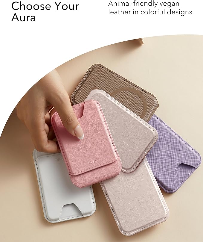ESR Aura for MagSafe Wallet with Adjustable Stand, RFID Blocking, 5 Card Holder for Phone Case, Slim Magnetic Wallet for iPhone 17e/17/16/15/14/13/12 Series, Not for 13/12 Mini,Desert Titanium
