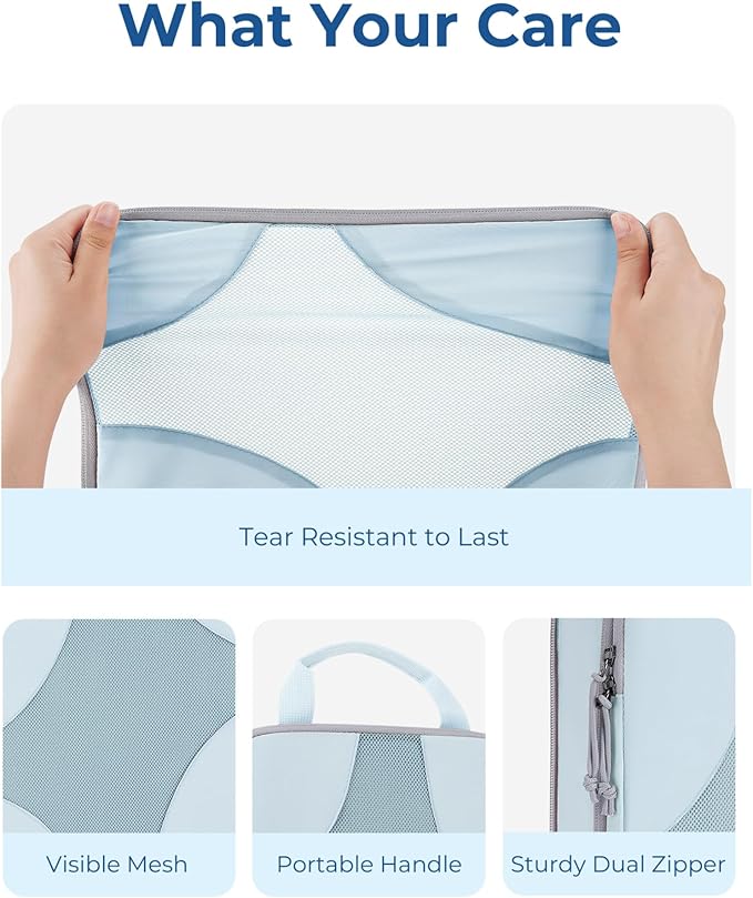 BAGSMART Compression Packing Cubes for Travel, Compressible Luggage Organizer for Cruise Ship, Lightweight Travel Essentials 6-Pack 1L+2M+2S+1Shoe Bag