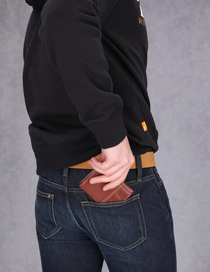 Timberland Men's Genuine Leather RFID Blocking Trifold Wallet