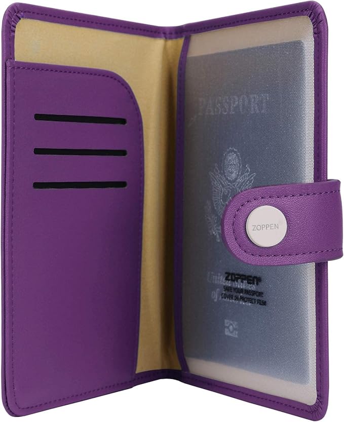 ZOPPEN Passport Holder Women, Passport Cover Travel Wallet Rfid Blocking Passport Wallet Cover Case Travel Essentials Document Organizer, Lilac Purple