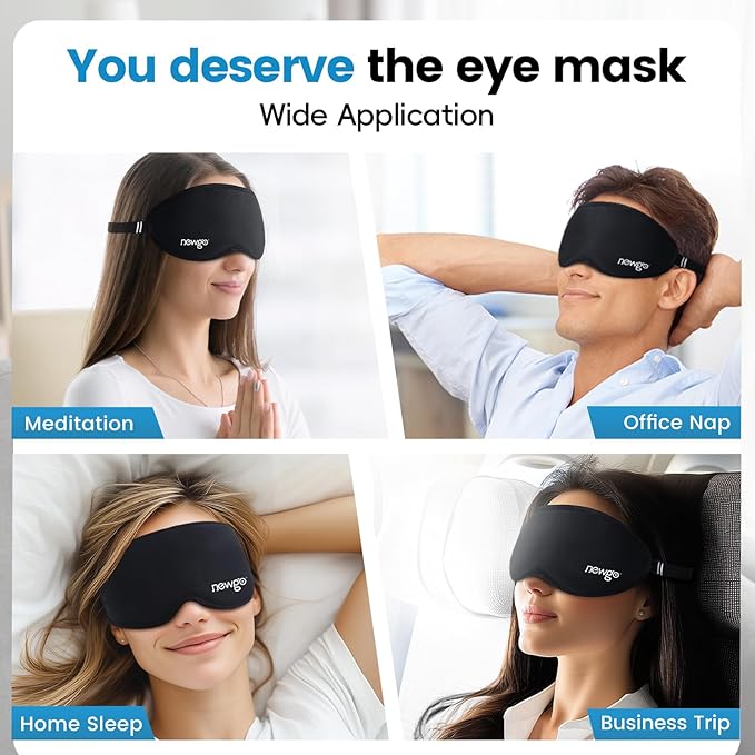 NEWGO 3D Cooling Sleep Mask, Weighted Cooling Gel Eye Mask for Sleeping, Cold Eye Mask, Hot Cold Therapy Blackout Sleep Mask for Puffiness, Dark Circles, Dry Eyes, Headaches and Stress Relief