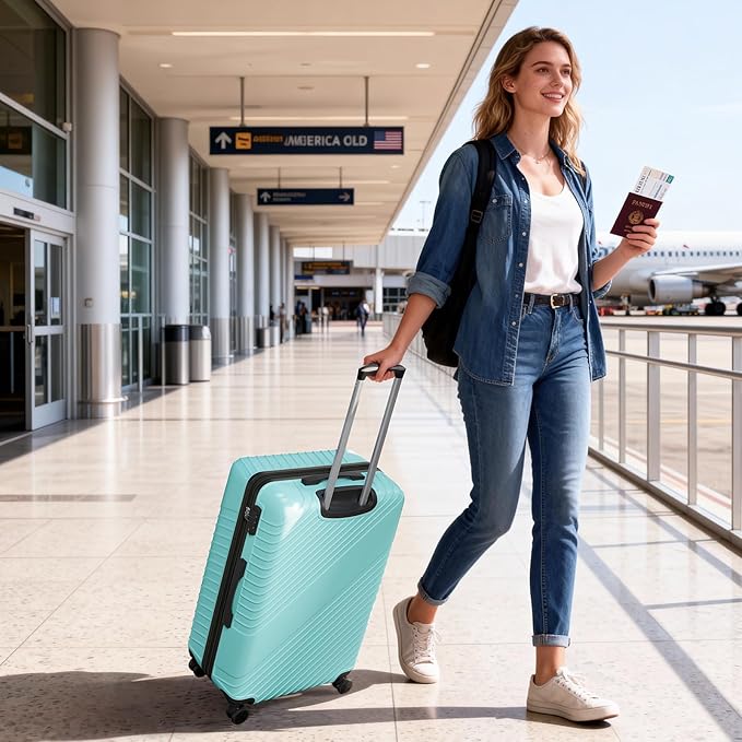 21 Inch Carry On Luggage, ABS Hardside Suitcase with Spinner Wheels, Airline-Approved Cabin Luggage with TSA Security Lock, Expandable Travel Suitcase for Flights, Business Trips & Weekend Vacations