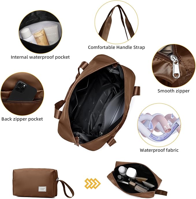 LARVENDER Luggage Sets 5 Piece with Duffel Bag Expandable(Only 28 inch) Hardside PP carry on luggage with 360° Spinner Wheels TSA Lock for Men Women, Maple