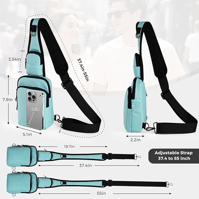 VADOO Sling Bag, Crossbody Bag with Zipper Lock, RFID Blocking & Water Resistant for Men and Women