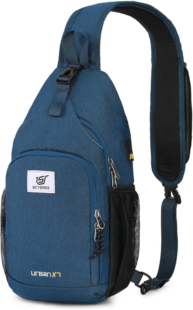 SKYSPER Sling Bag RFID Crossbody Sling Backpack Cross Body Shoulder Bag Travel Hiking Daypack for Women Men(Blue)