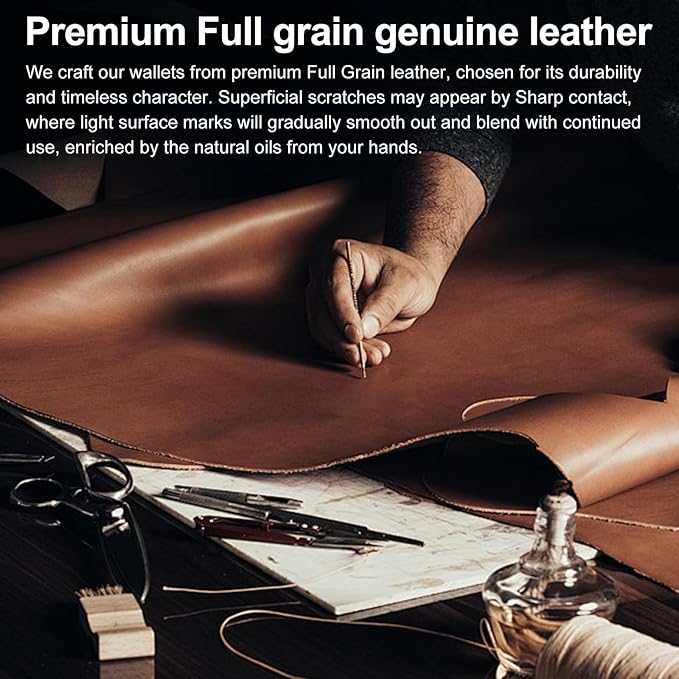 furid Genuine Leather Wallet for Men: Slim RFID Minimalist Wallets with Money Clip - Smart Pop Up Credit Card Holder for Front Pocket - Gifts for Husband Father on Birthday Anniversary