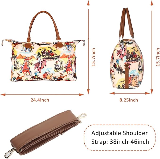 Weekender Bag Duffle Bag For Women Large Travel Tote Bag Overnight Weekend Bags With Shoulder Strap Cow Leopard Atzec…