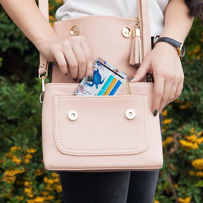 Sodsay Card Case Slim Front Pocket Wallet for Women Credit Card Holder with Keychain | Slim, Front Pocket, Credit Card Holder, with Keychain