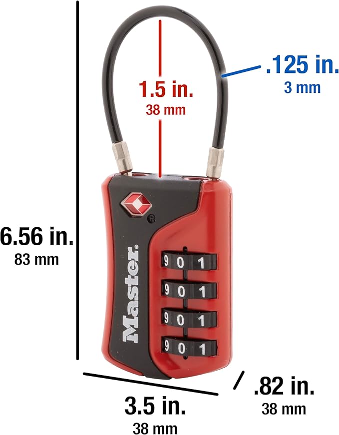 Master Lock 4697D Set Your Own Combination TSA Approved Luggage Lock, 1 Pack, Colors May Vary