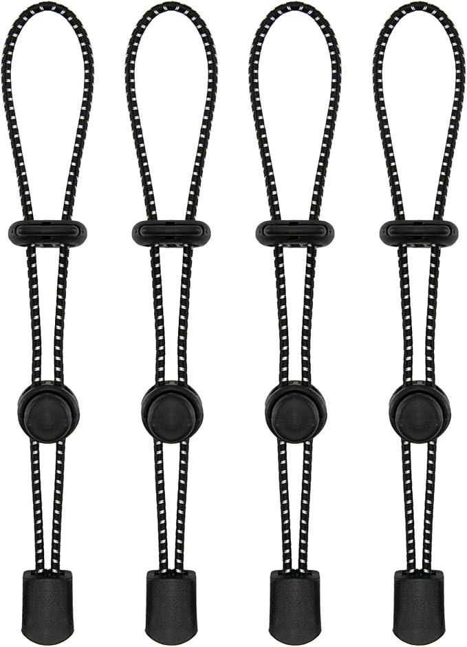 4pcs Climbing Stick Holder, Hiking Trekking Pole Backpack Bungee Straps, Adjustable Elastic Cord Ropes Lanyard Fixing Buckle for Ski Walking Outdoor Mountaineering Outdoors Carry Tie Accessory Black
