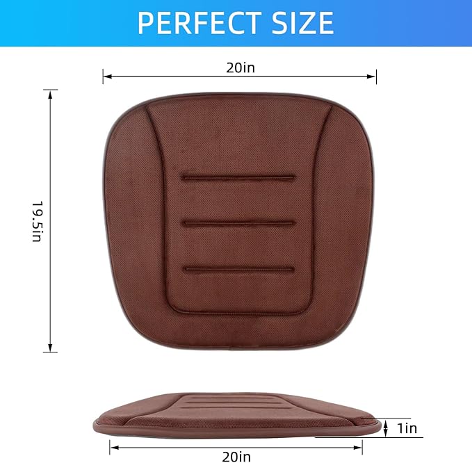 KAYI Car Seat Cushion, Memory Foam Car Seat Cushion, Anti Slip Rubber Bottom Car Seat Cushions for Driving, Suitable for Car and Office Chairs (Brown)