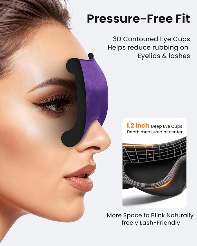 3 Pack Sleep Masks for Women & Men: True Blackout Eye Mask for Sleeping, 3D Contoured Zero Eye Pressure, Lash-Friendly, Side Sleeper Comfort, Airplane Travel Essentials, Night Eye Cover Blindfold