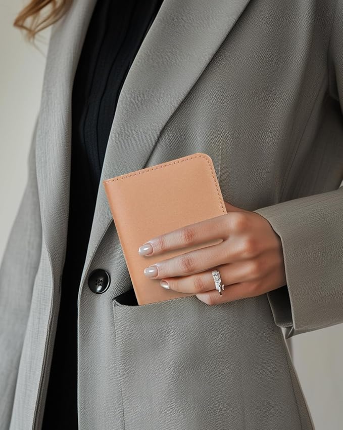 ALLIVE Passport Holder for Travel, Genuine Leather Passport Holder Women Men,Passport Cover,Travel Wallet Must Haves Airport Essentials Travel Gifts Beige