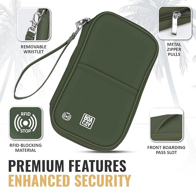 BOACAY Travel Document Organizer with RFID, Family Passport Holder, Wallet for Women & Men, Portable & Waterproof Case for Cards, Boarding Pass, Money