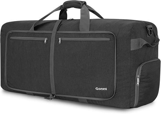 Gonex 40L 60L 80L 100L 150L Large Foldable Travel Duffle Bag with Shoes Compartment, Packable Lightweight Water Repellent Duffel Bag for Camping Gym Weekender Bag