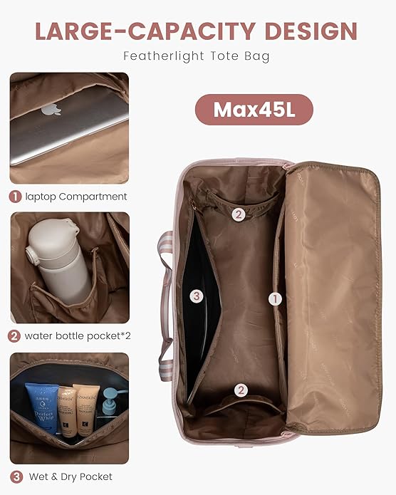 LOVEVOOK Travel Duffle Bags for Women, 45L carry on weekender bags, personal item travel with Toiletry