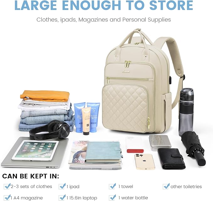 LOVEVOOK Laptop Backpack for Women, Water Resistant Travel Work Backpacks Purse College Business Teacher Nurse Computer bag with USB Charging Port, Fits 15.6" Laptop