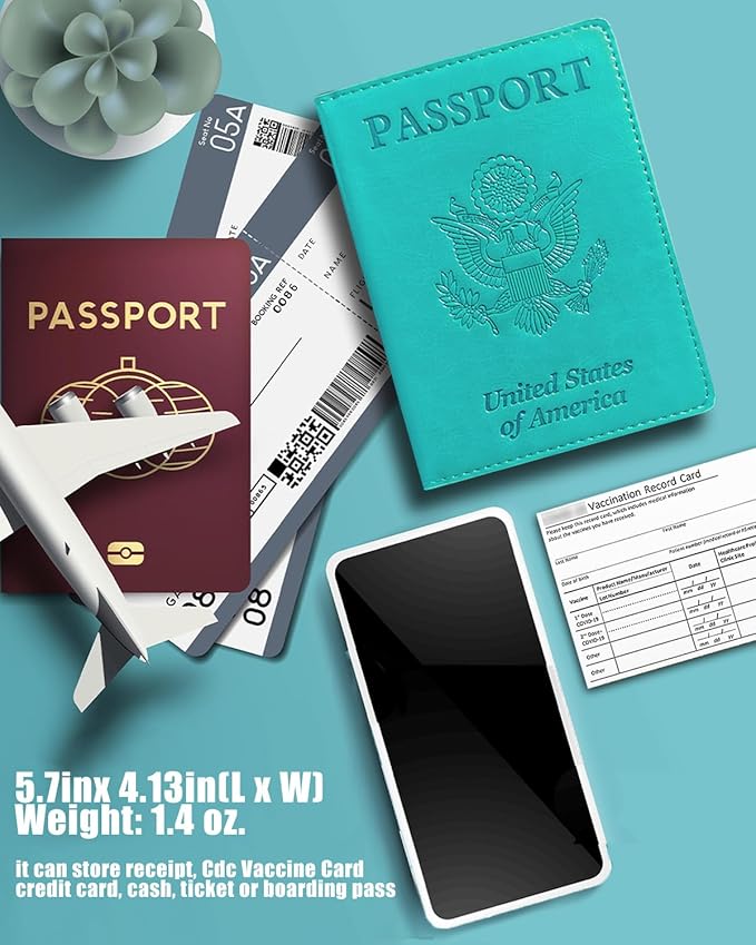 Sizobi Leather Passport Holder - Covers Case With Card Slot, Luggage Tag, International Travel Essentials for Women & Men, Cruise Ship Must-Haves, Travel Gifts