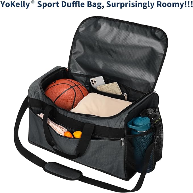 Gym Bag 20 inch Sport Duffle Bag for Men - 40L Weekender Duffel Bag for Travel - Dark Grey