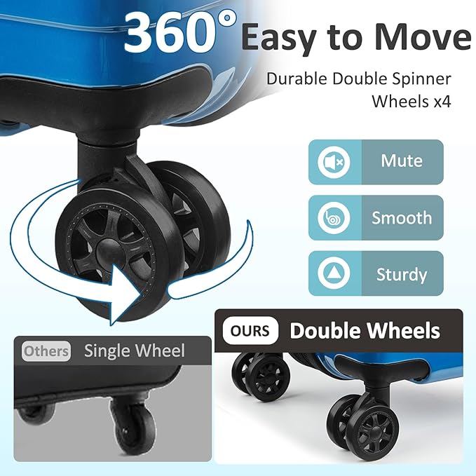 Carry on 20inch Luggage with Spinner Wheels, Lightweight PC+ABS Hard Shell Suitcases, Expandbale Storage & TSA Aprovel Lock