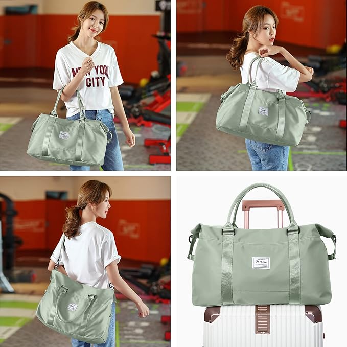 HYC00 Travel Duffel Bag,Carry-on Overnight Weekender Bags for Women,Sports Tote Gym Bag with Wet Pocket